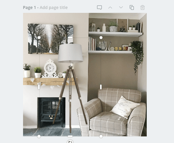 Example of my living room with the newly edited tripod lamp layered over the top.