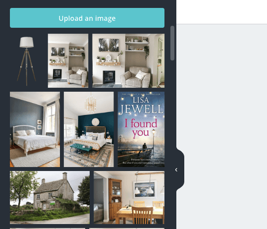 Screenshot of Canva's upload images page.