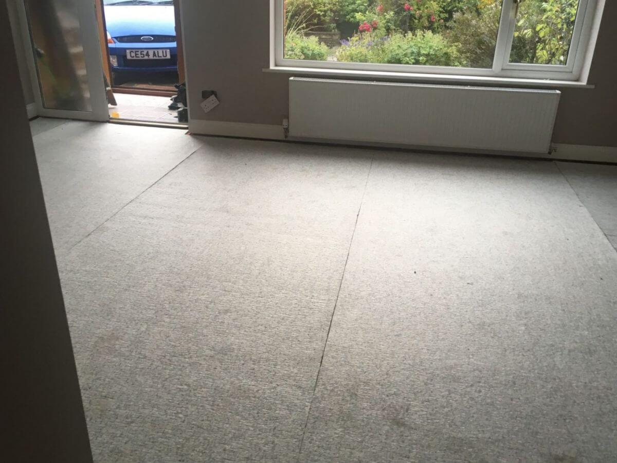 Carpet underlay down in the living room