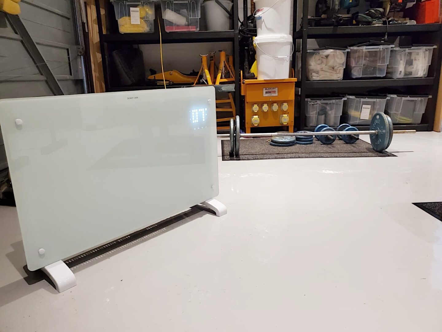 Panel heater that is used to heat the home gym