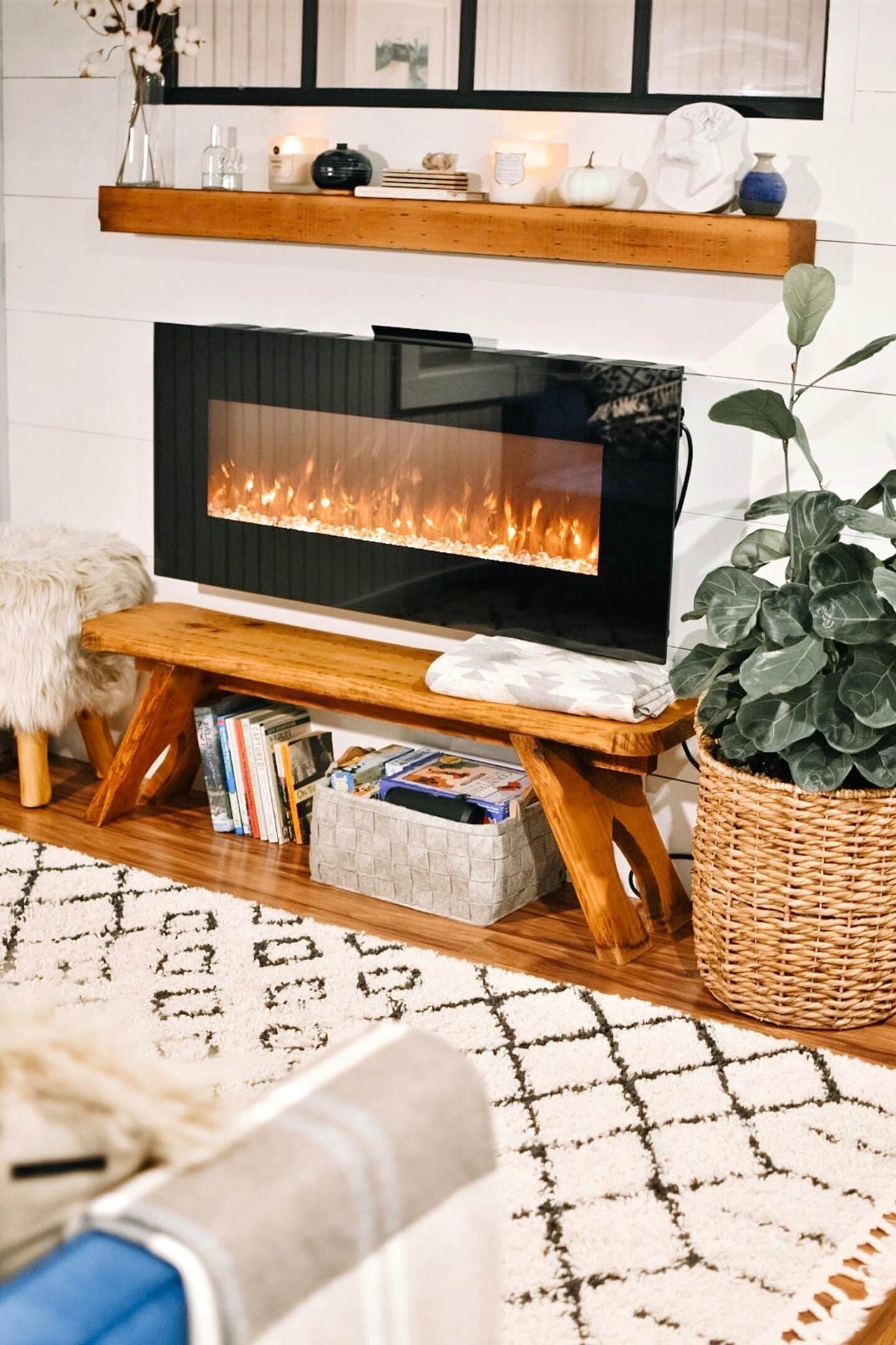 A large electric fire set within a wall
