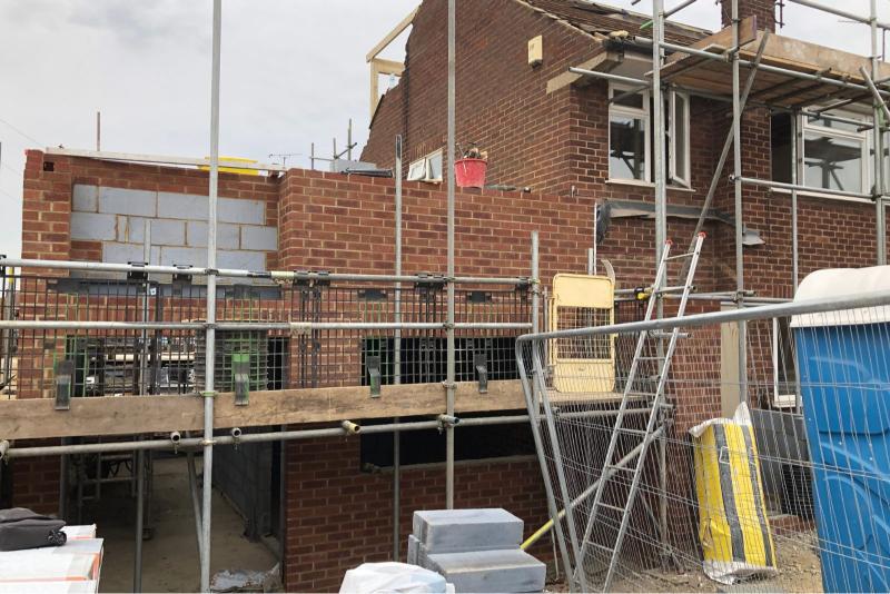 A home being extended at the back