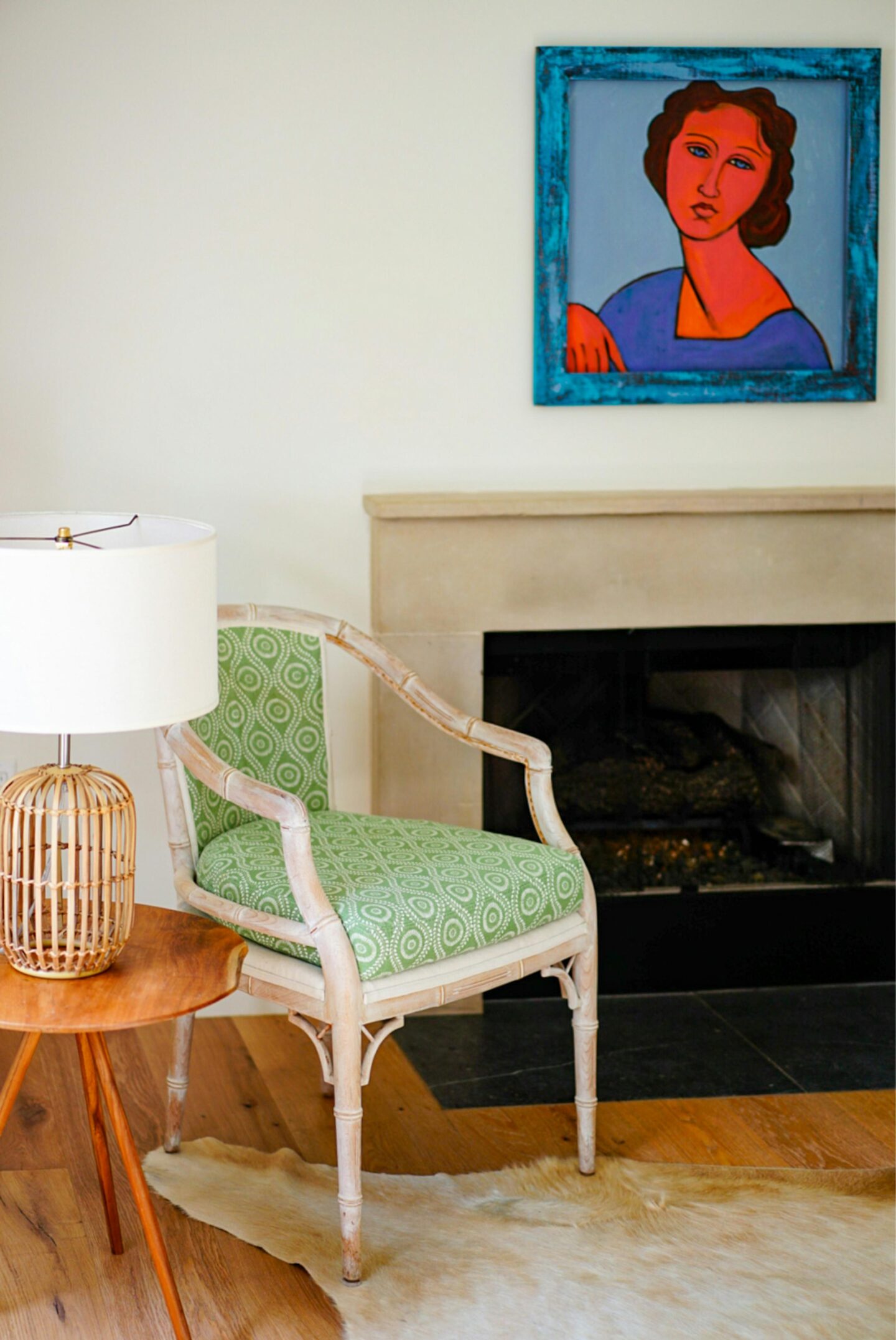 A more traditional fire on a slate hearth
